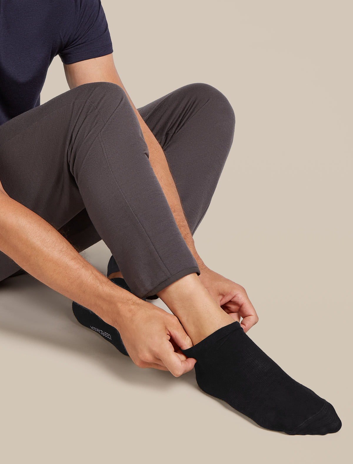 Men's Merino Lifestyle Fine Gauge No Show Socks Black/Snow - 2