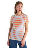 Women's Merino Blend Wave T-Shirt Stripe Ecru Heather/Snow - 1