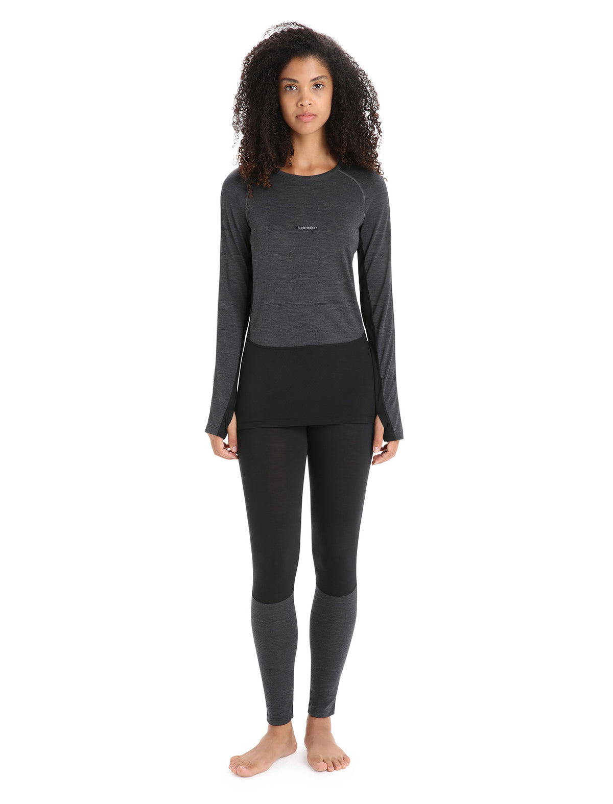 Women's 125 ZoneKnit™ Long Sleeve Crewe Thermal Top Jet Heather/Black - 1