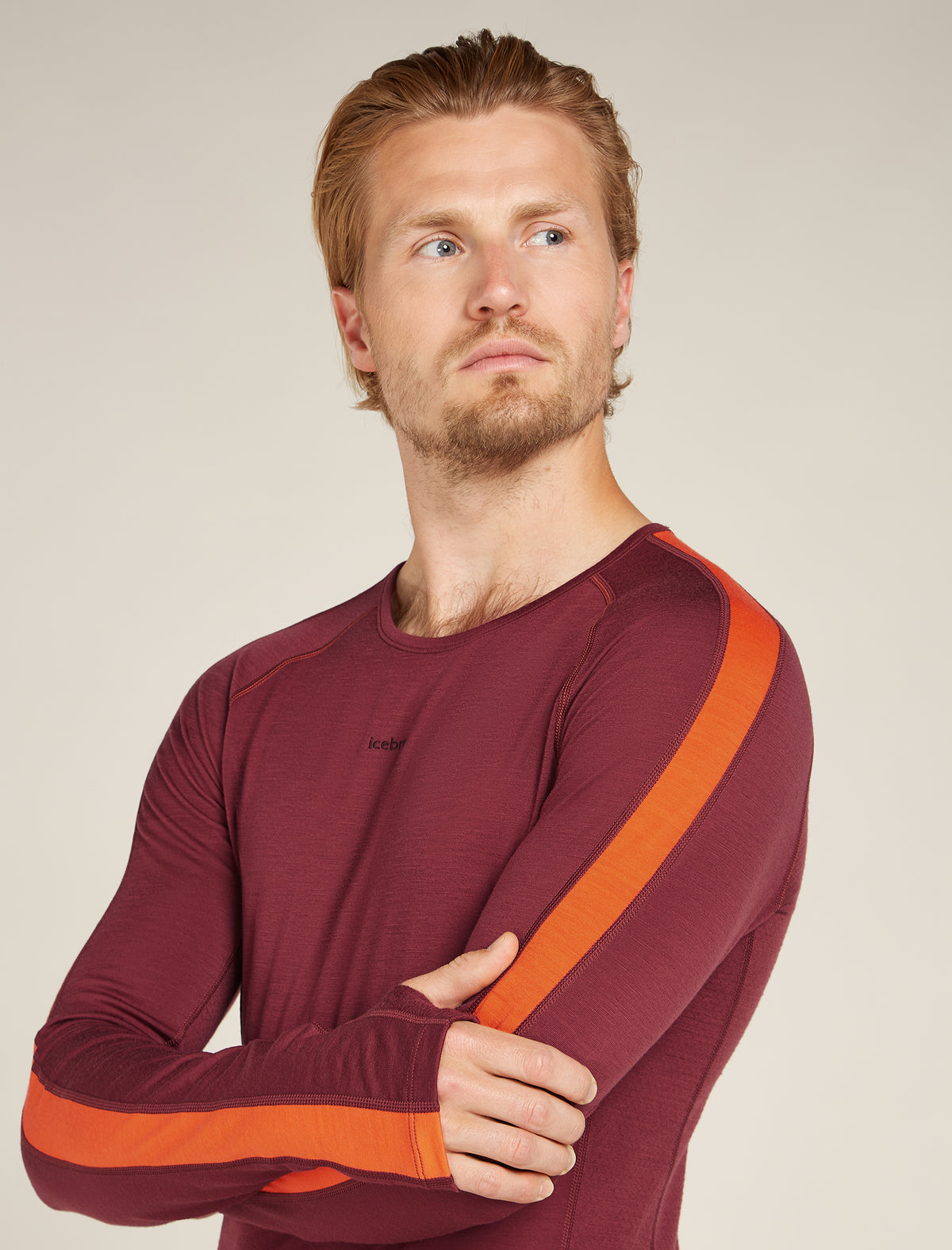 Men's 200 ZoneKnit™ Long Sleeve Crewe Thermal Top Port/Blaze - 7