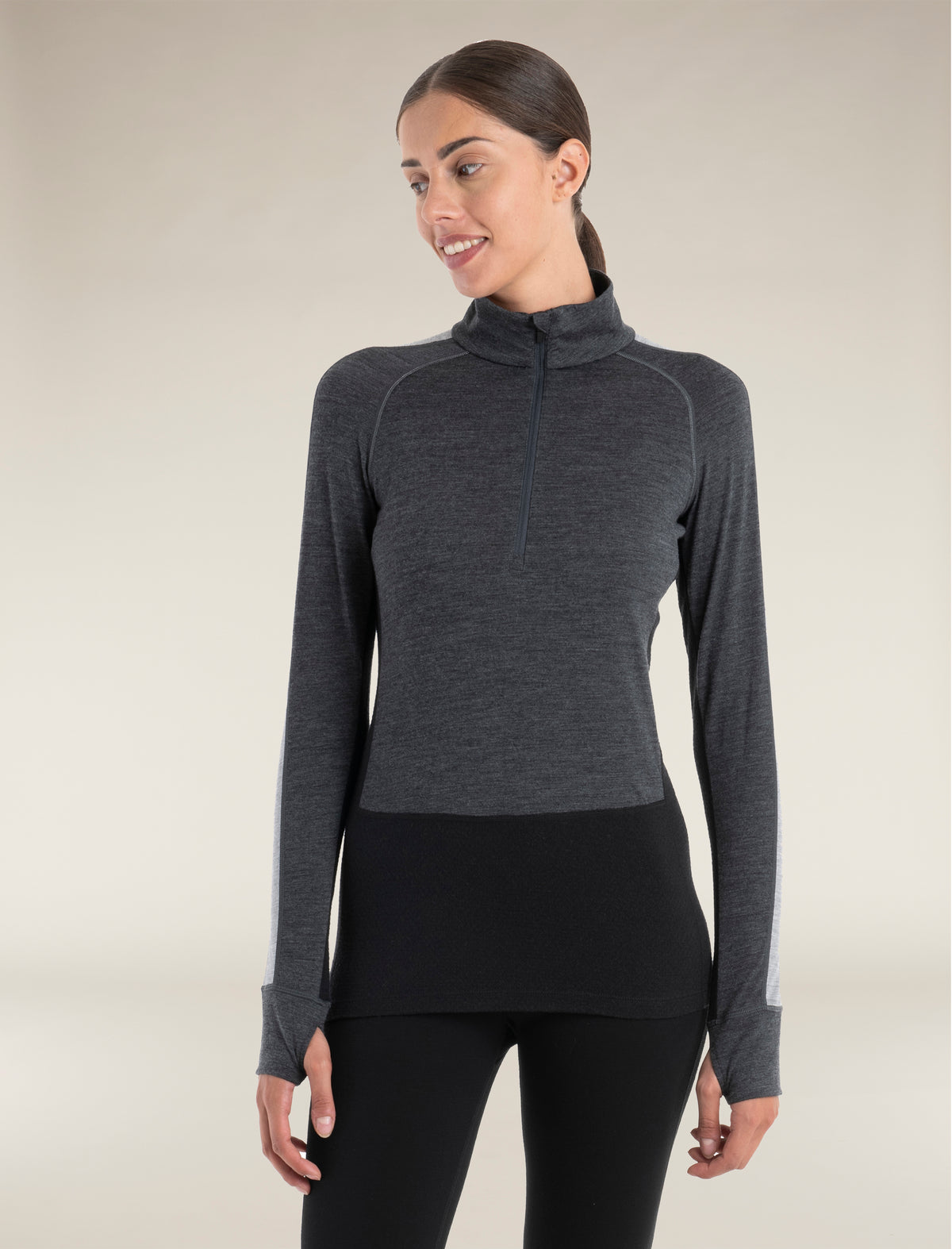 Women's Merino 200 ZoneKnit™ Long Sleeve Half Zip Thermal Top Jet Heather/Black - 1