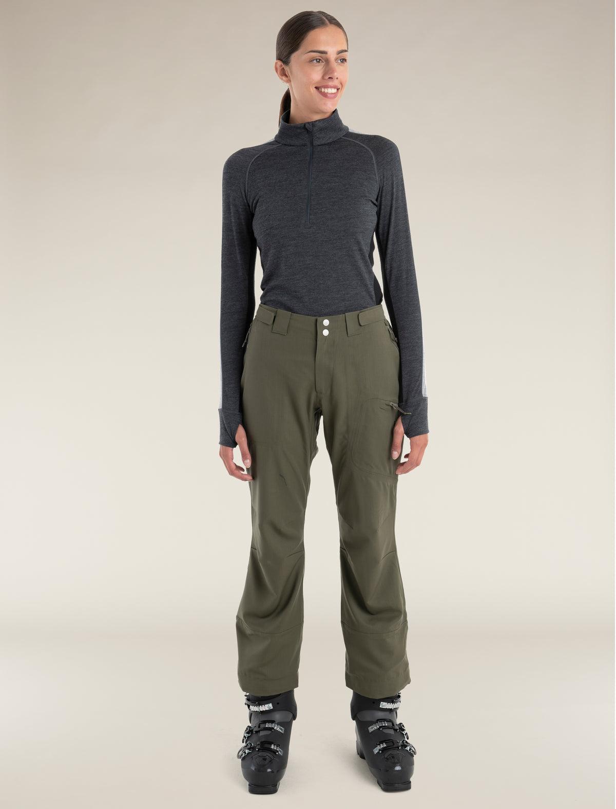 Women's Merino 200 ZoneKnit™ Long Sleeve Half Zip Thermal Top Jet Heather/Black - 3