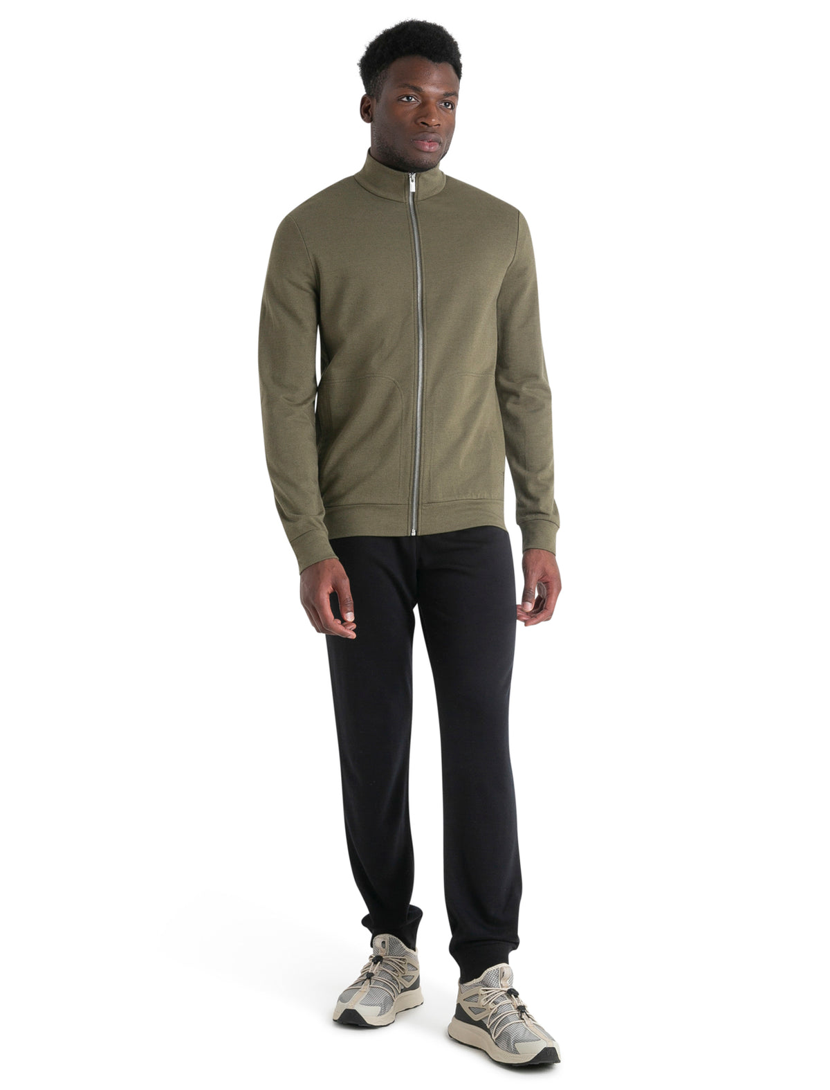 Men's Merino Blend Central Long Sleeve Zip Sweatshirt Loden - 3