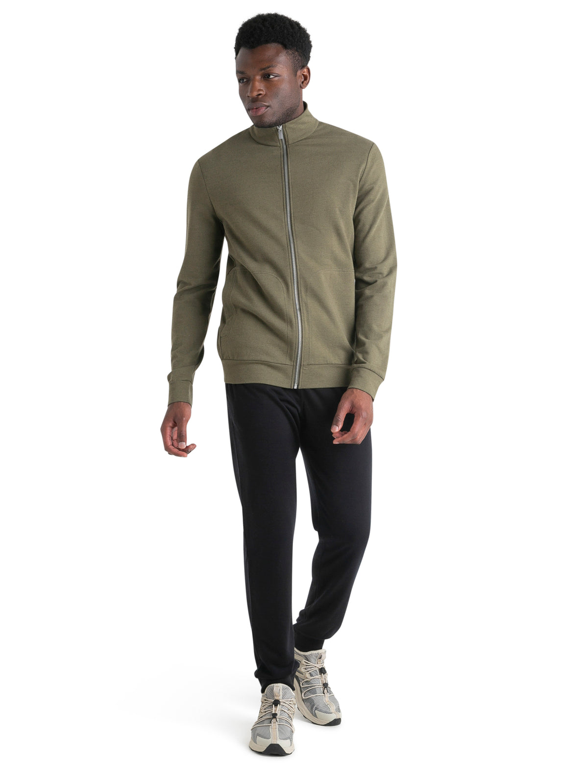 Men's Merino Blend Central Long Sleeve Zip Sweatshirt Loden - 4