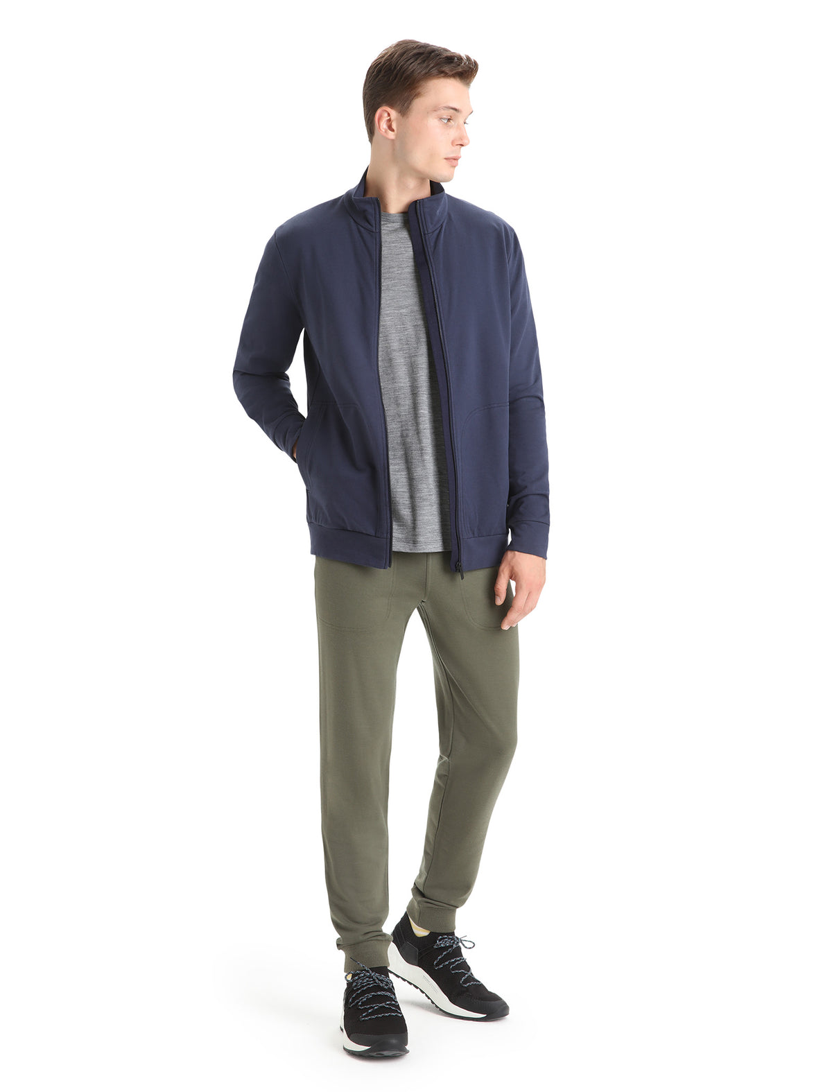 Men's Merino Blend Central Long Sleeve Zip Sweatshirt Glacier - 3