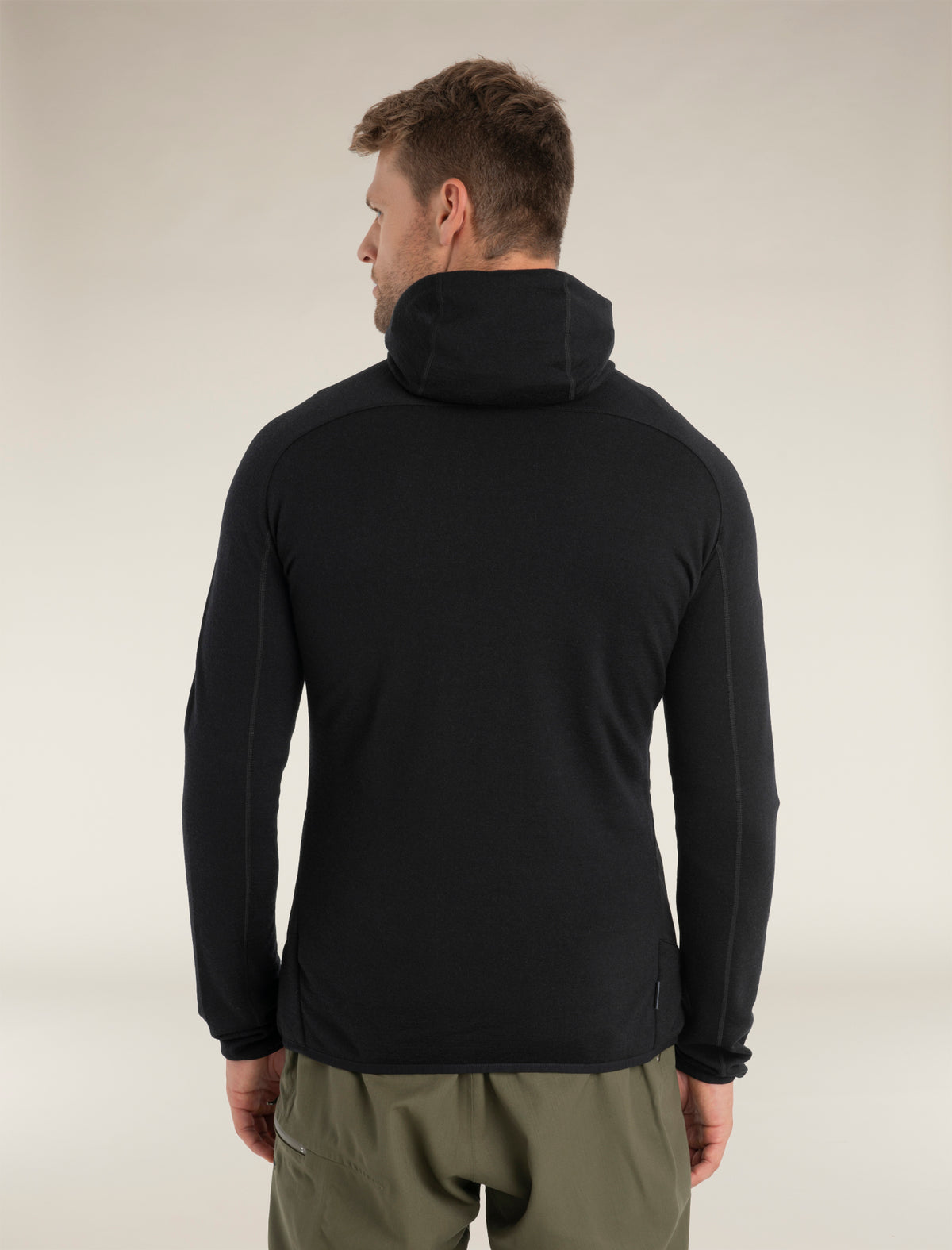 Men's Merino Blend Quantum Hybrid Long Sleeve Zip Hoodie Black - 2