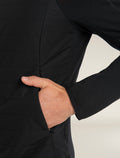 Men's Merino Blend Quantum Hybrid Long Sleeve Zip Hoodie Black - 3