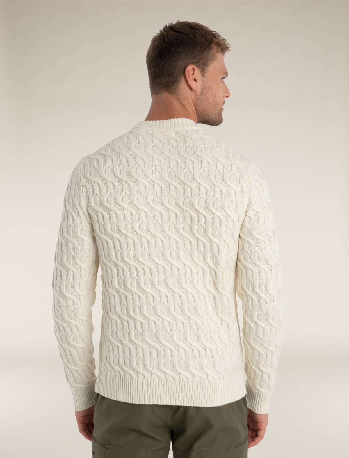 Men's Merino Cable Knit Crewe Sweater Undyed - 2