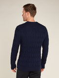 Men's Merino Cable Knit Crewe Sweater Midnight Navy/Royal Navy - 2
