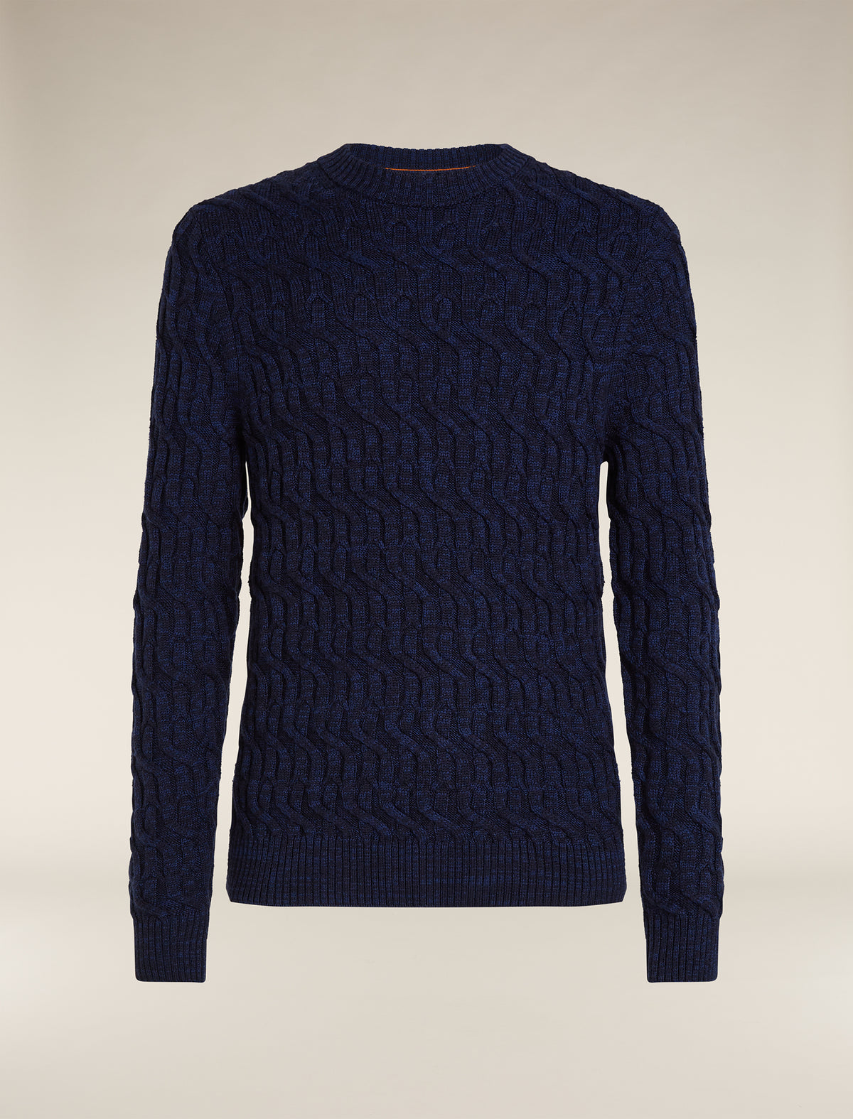 Men's Merino Cable Knit Crewe Sweater Midnight Navy/Royal Navy - 7