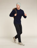 Men's Merino Cable Knit Crewe Sweater Midnight Navy/Royal Navy - 4