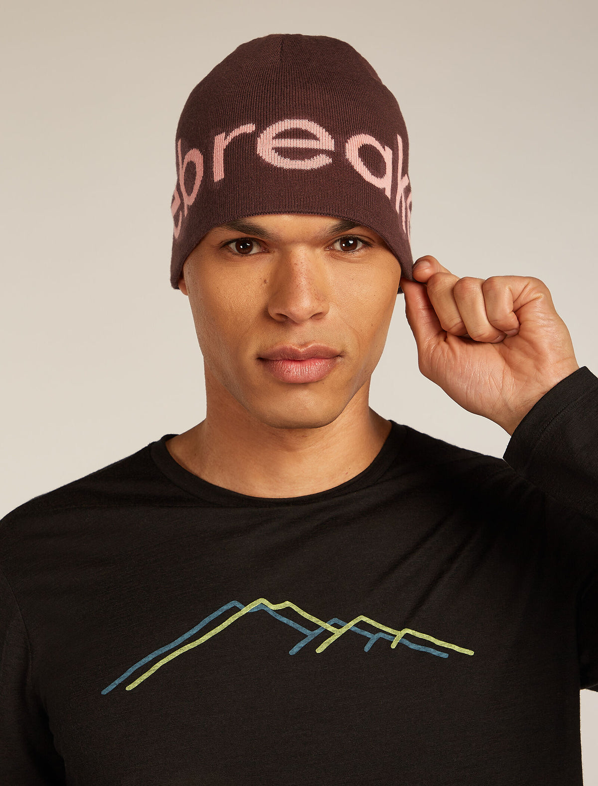 Unisex Merino Icebreaker Beanie Java/Acid Pink - 2