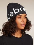 Unisex Merino Icebreaker Beanie Black/Ecru Heather - 2