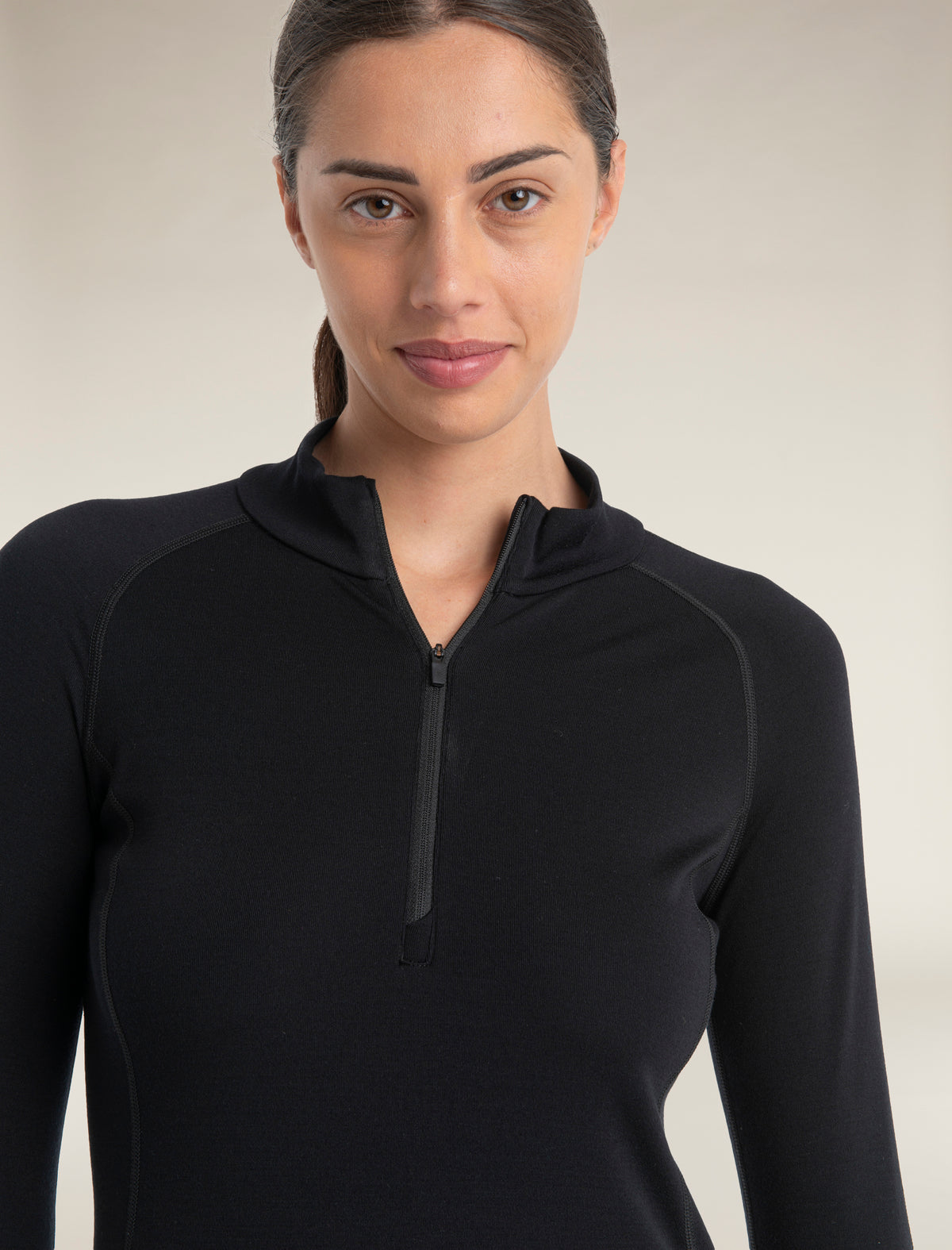 Women's 300 MerinoFine™ Polar Long Sleeve Half Zip Thermal Top Black - 5