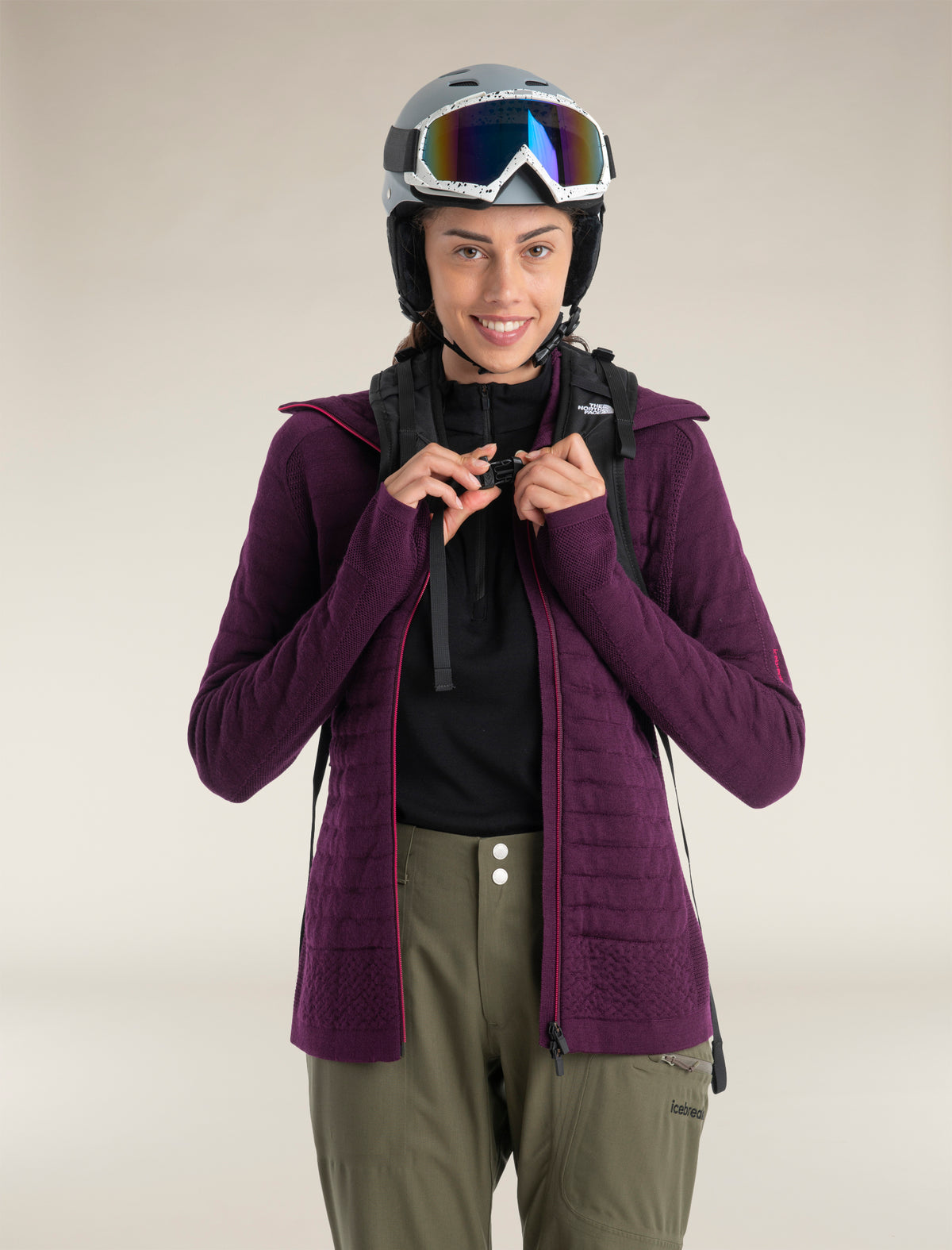 Women's 300 MerinoFine™ Polar Long Sleeve Half Zip Thermal Top Black - 7