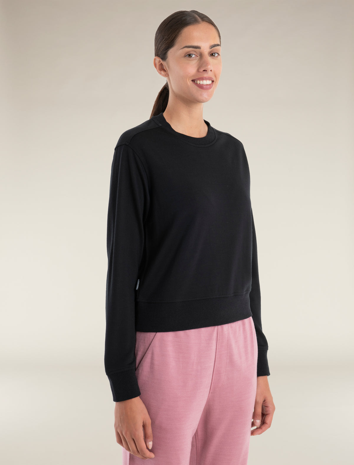 Women's Merino Blend 200 Crush Long Sleeve Sweatshirt Black - 3
