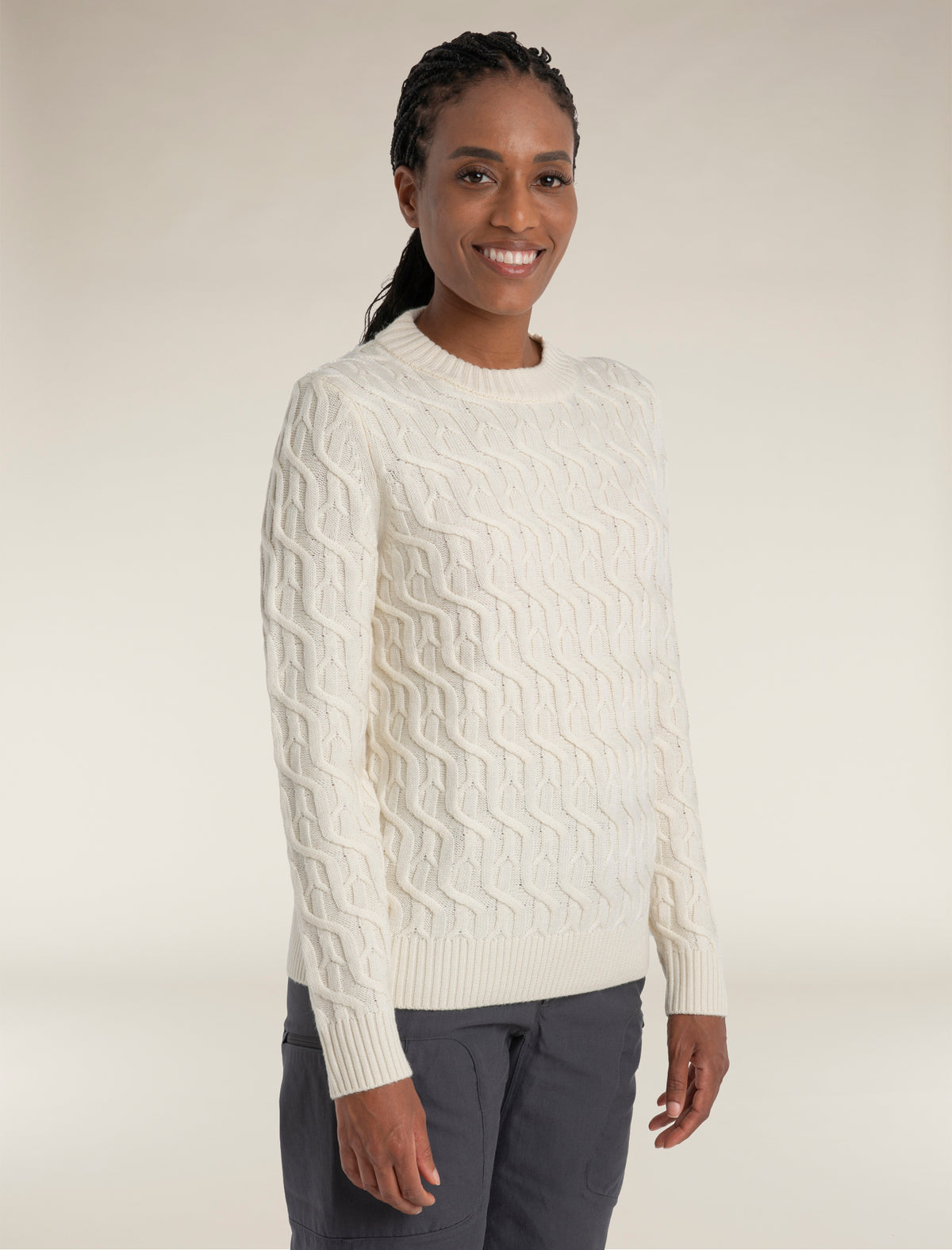 Women's Merino Cable Knit Crewe Sweater  - 1