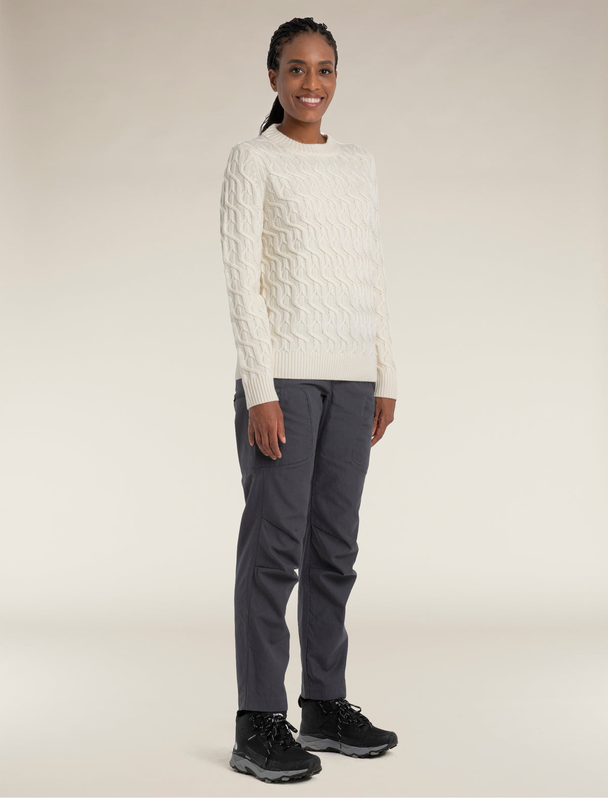 Women's Merino Cable Knit Crewe Sweater  - 3