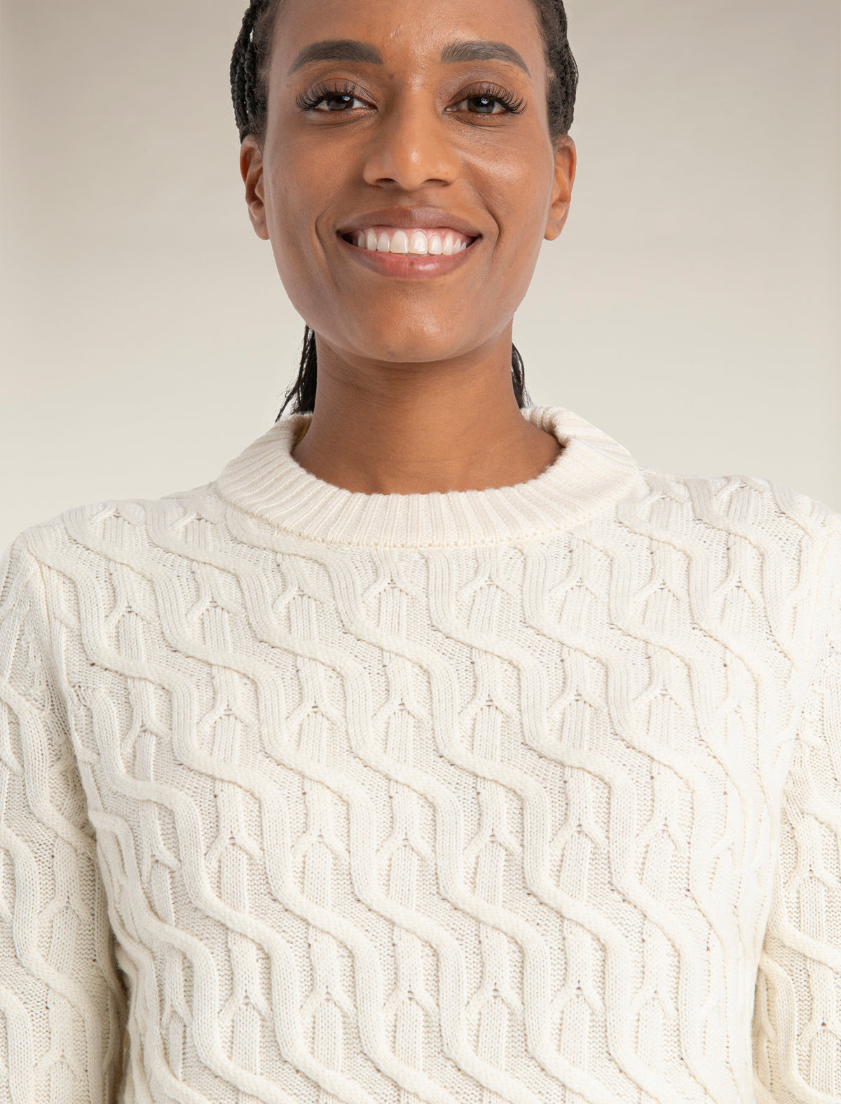 Women's Merino Cable Knit Crewe Sweater  - 4