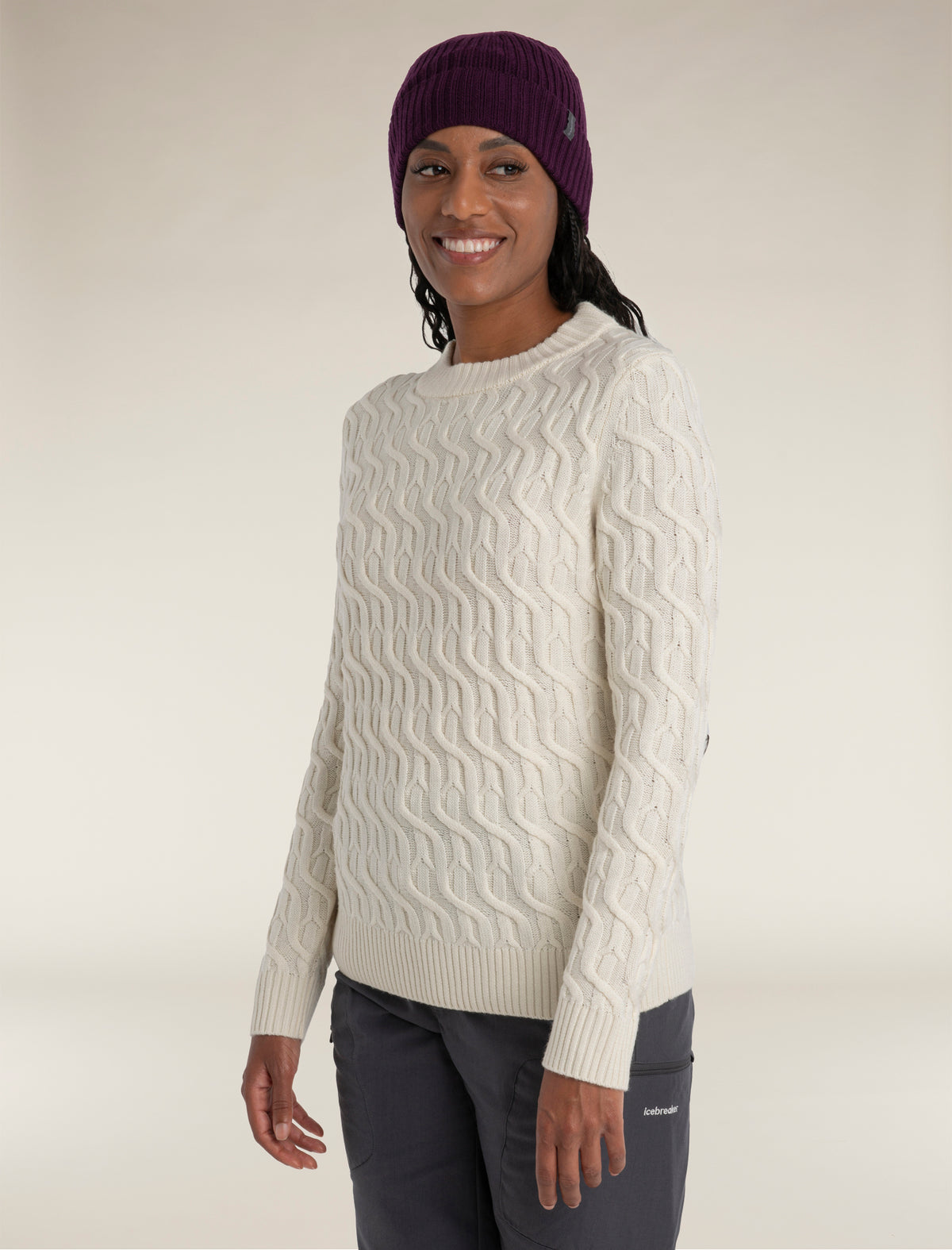 Women's Merino Cable Knit Crewe Sweater  - 5