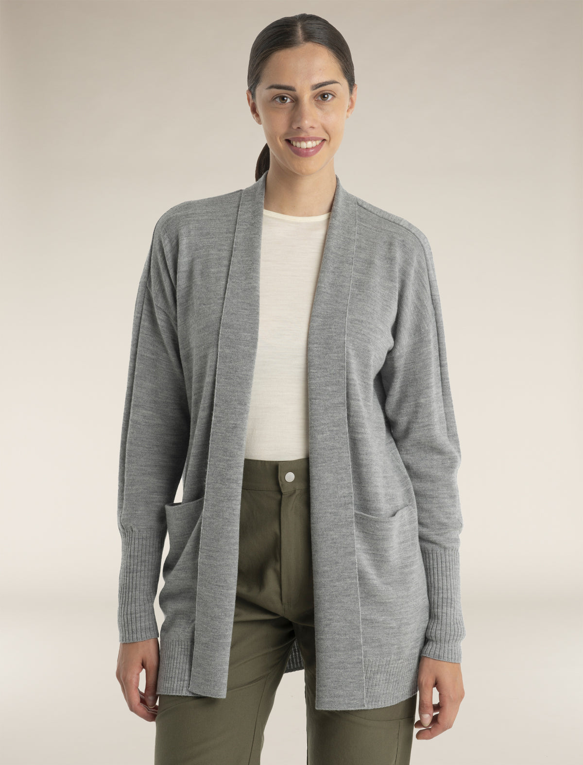 Women's Merino Iseo Long Cardigan Sweater Metro Heather - 1