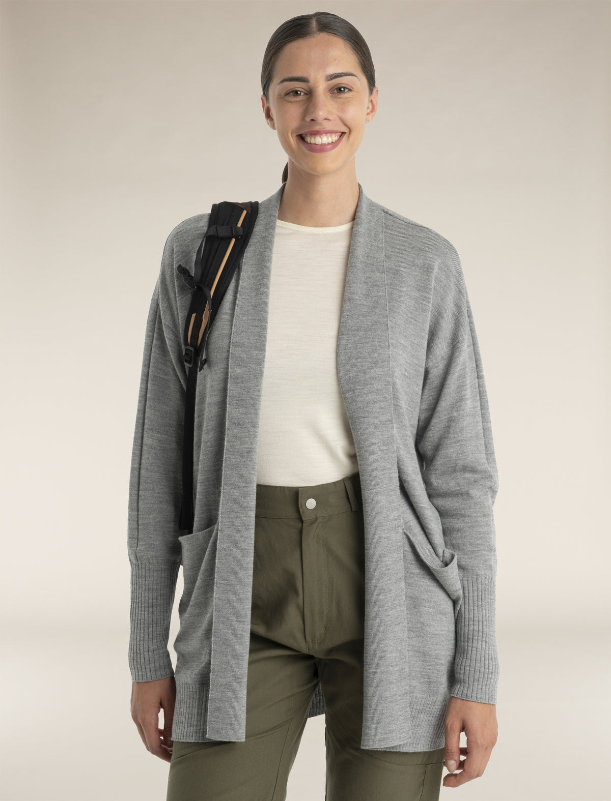 Women's Merino Iseo Long Cardigan Sweater Metro Heather - 7