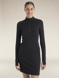 Women's Merino 260 Granary Long Sleeve Half Zip Dress Black - 1