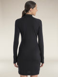 Women's Merino 260 Granary Long Sleeve Half Zip Dress Black - 2