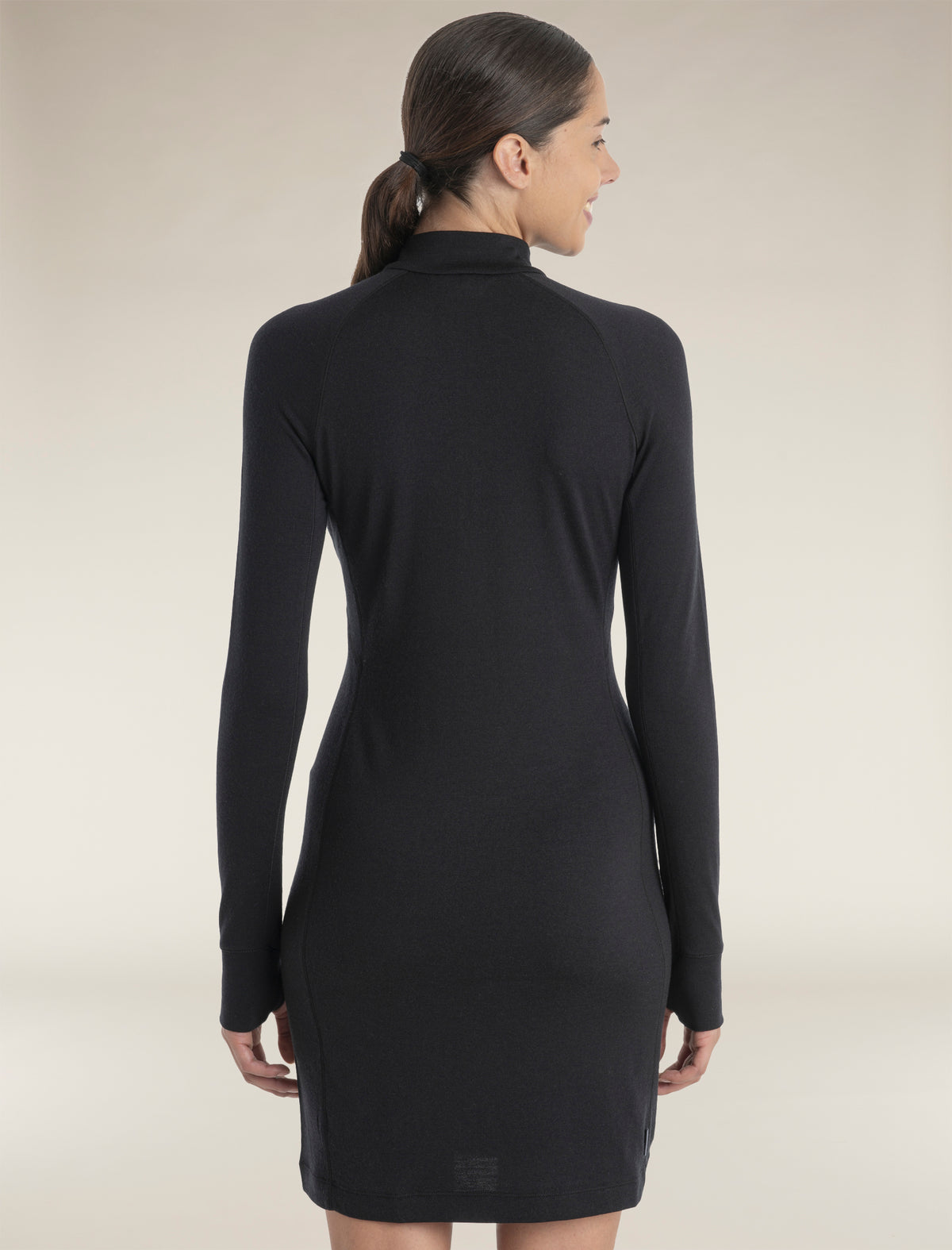 Women's Merino 260 Granary Long Sleeve Half Zip Dress Black - 2