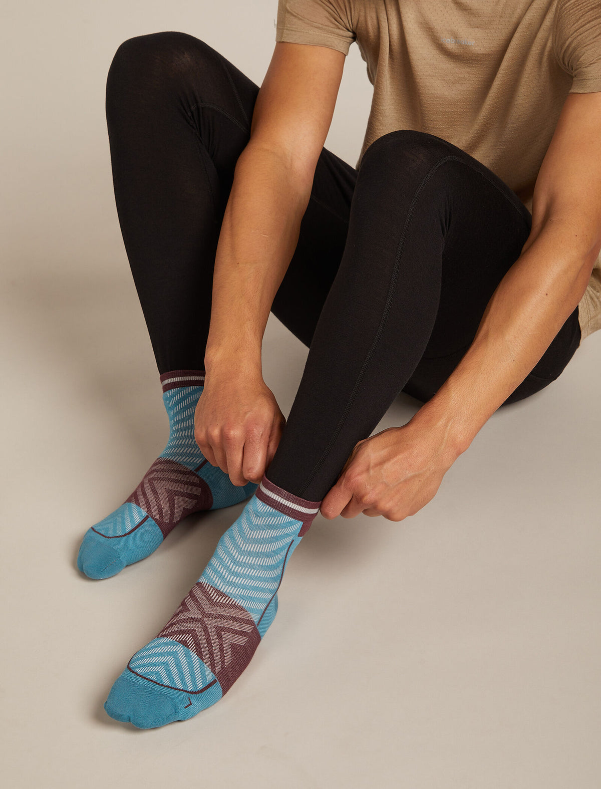 Men's Merino Blend Run+ Ultralight Mini Socks Topaz/Java - 2