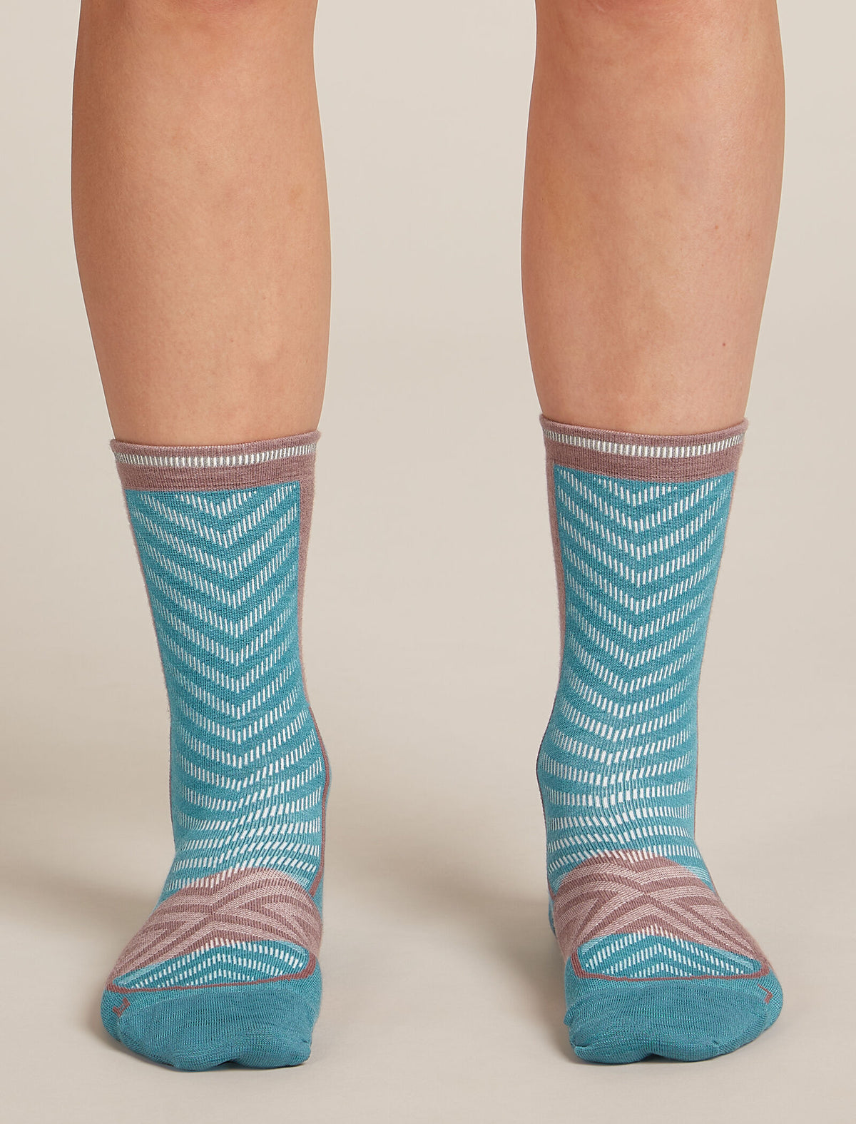 Women's Merino Blend Run+ Ultralight Crew Socks Topaz/Summit - 3