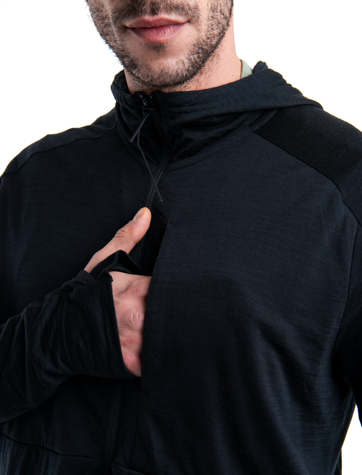 Men's Merino Blend 200 Realfleece™ The North Face x icebreaker Long Sleeve Zip Hoodie Black - 6