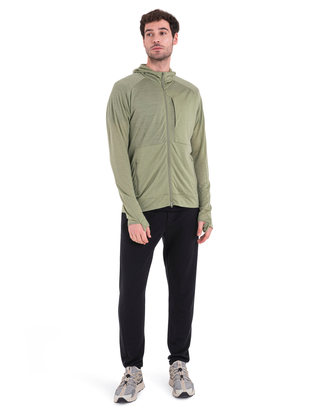 Men's Merino Blend 200 Realfleece™ The North Face x icebreaker Long Sleeve Zip Hoodie Oil/Black/Silver - 3