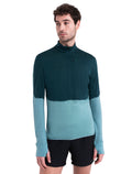 Men's Merino Blend 200 Realfleece™ Descender Long Sleeve Half Zip Jacket Fathom Green/Cloud Ray - 1