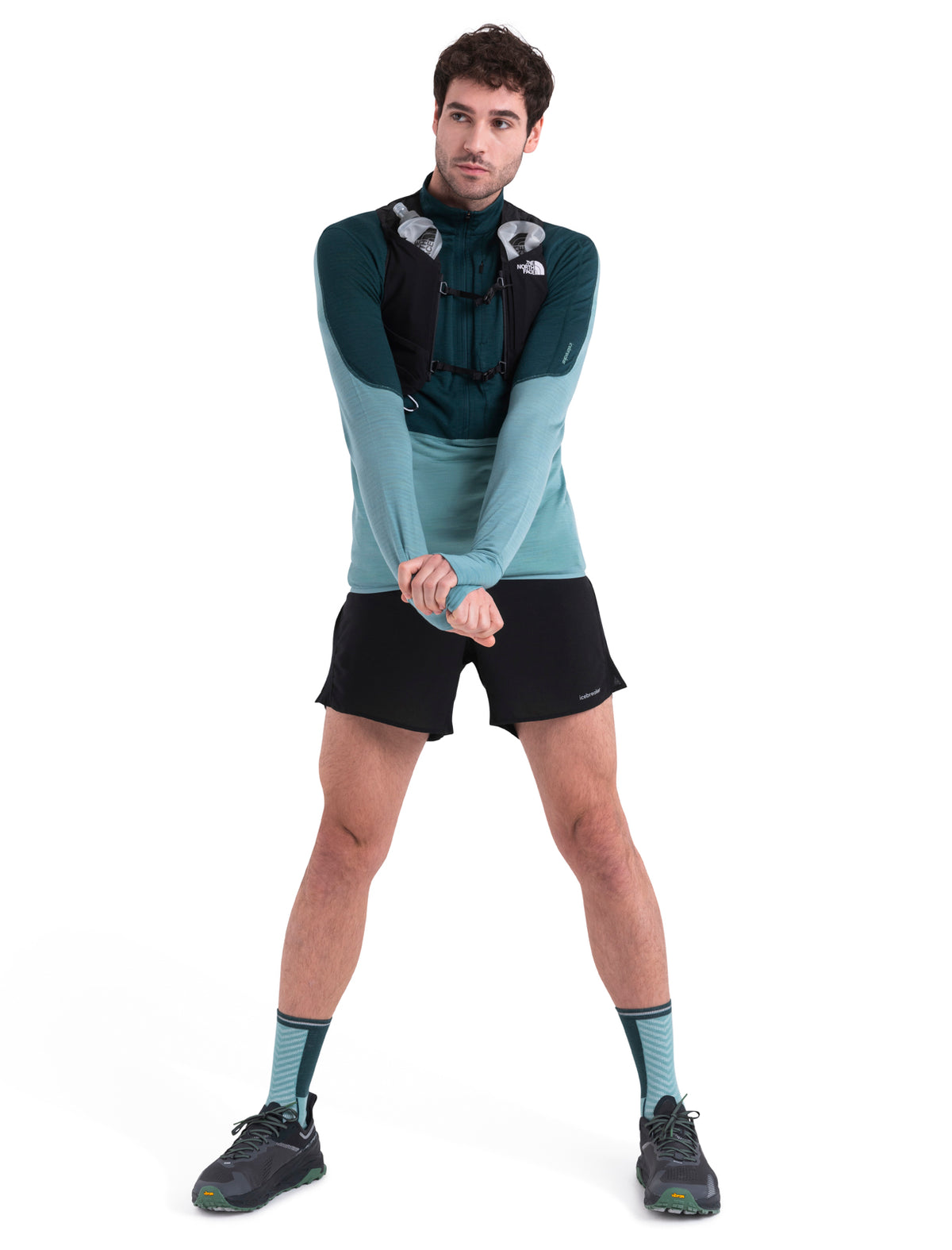 Men's Merino Blend 200 Realfleece™ Descender Long Sleeve Half Zip Jacket Fathom Green/Cloud Ray - 6