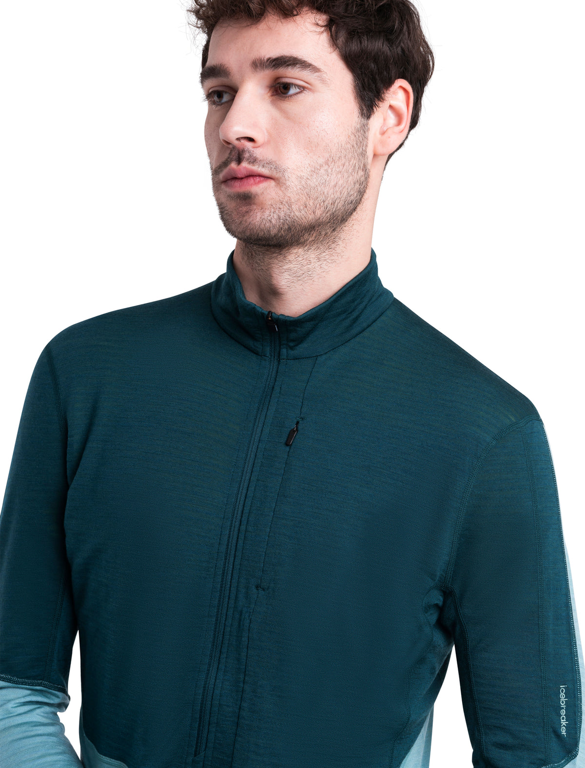 Men's Merino Blend 200 Realfleece™ Descender Long Sleeve Half Zip Jacket Fathom Green/Cloud Ray - 7
