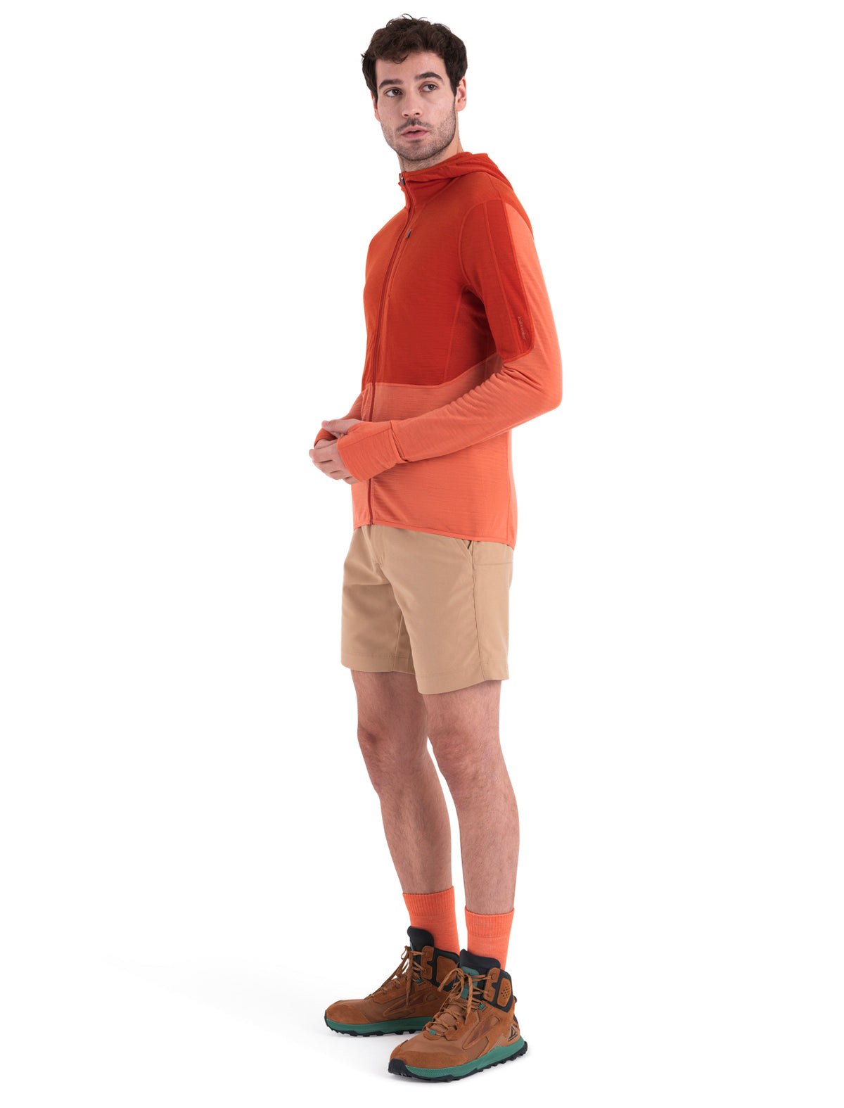 Men's Merino Blend 200 Realfleece™ Descender Long Sleeve Zip Hoodie Molten/Ember - 9