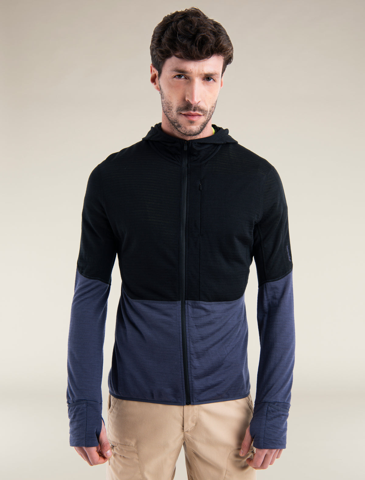 Men's Merino Blend 200 Realfleece™ Descender Long Sleeve Zip Hoodie Black/Graphite - 1