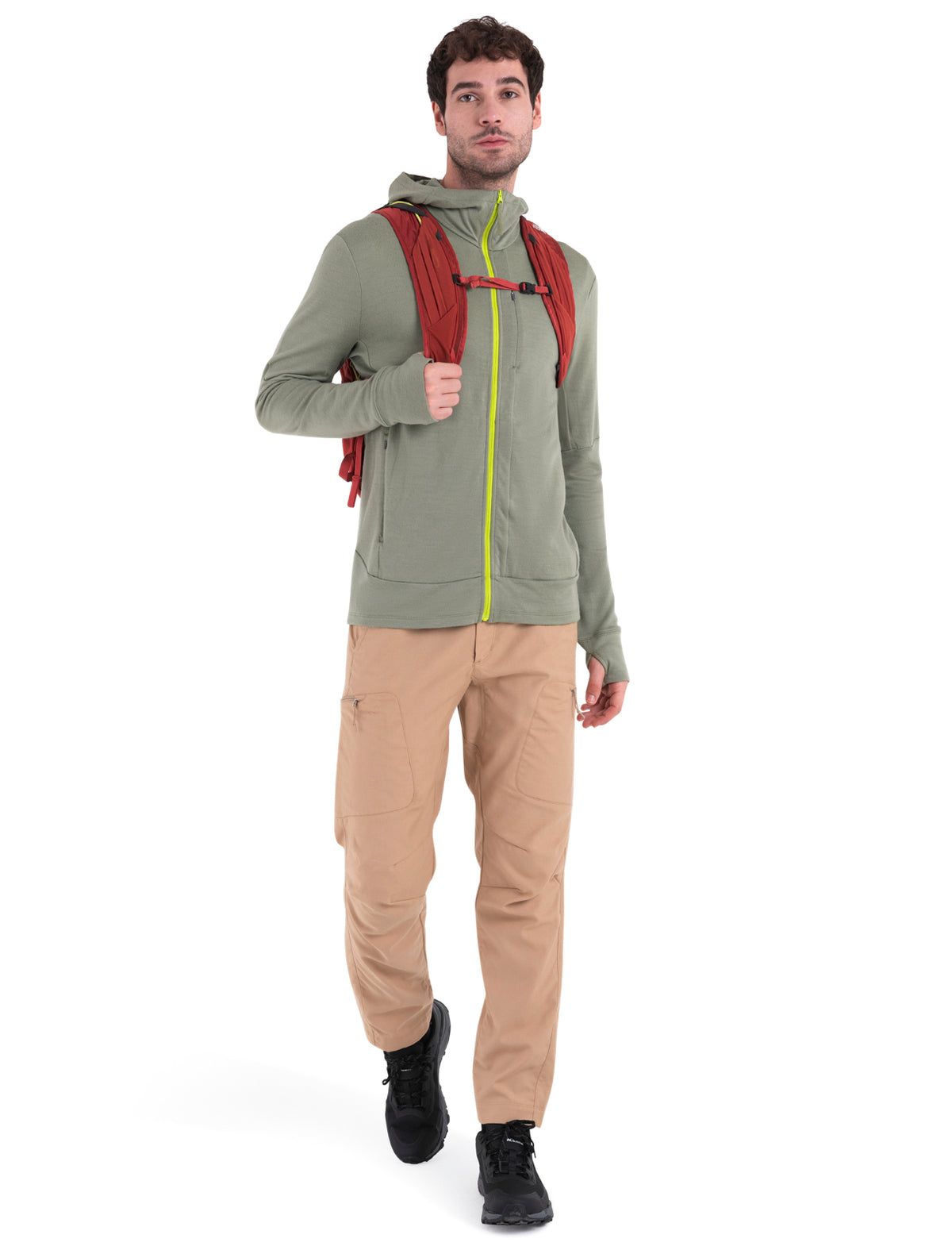 Men's Merino 260 Quantum Long Sleeve Zip Hoodie Lichen/Hyper - 4