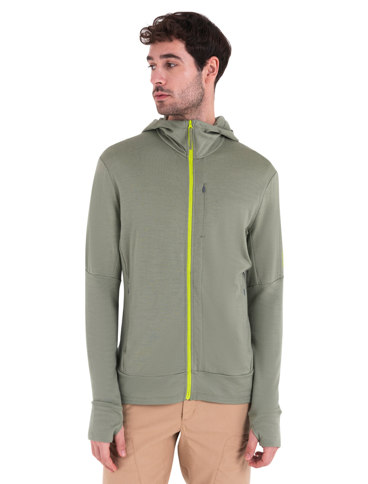 Men's Merino 260 Quantum Long Sleeve Zip Hoodie Lichen/Hyper - 7