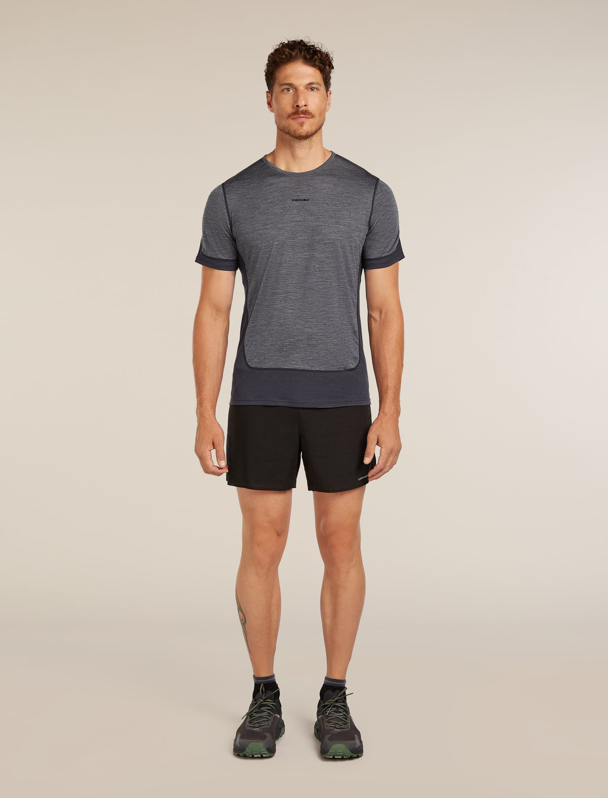 Men's Merino Blend 125 ZoneKnit™ Energy Wind Short Sleeve T-Shirt Graphite/Graphite Heather - 3
