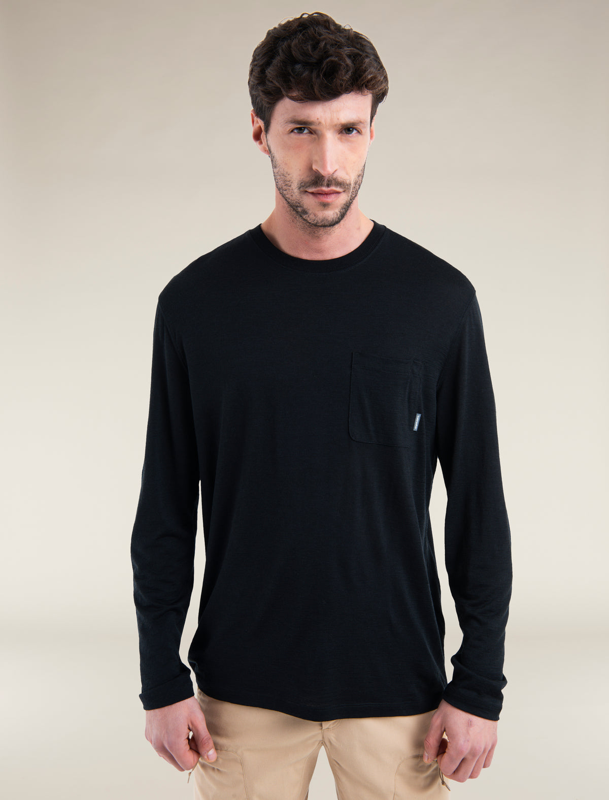 Men's Merino 150 Tech Lite Long Sleeve Relaxed Pocket T-Shirt Black - 1