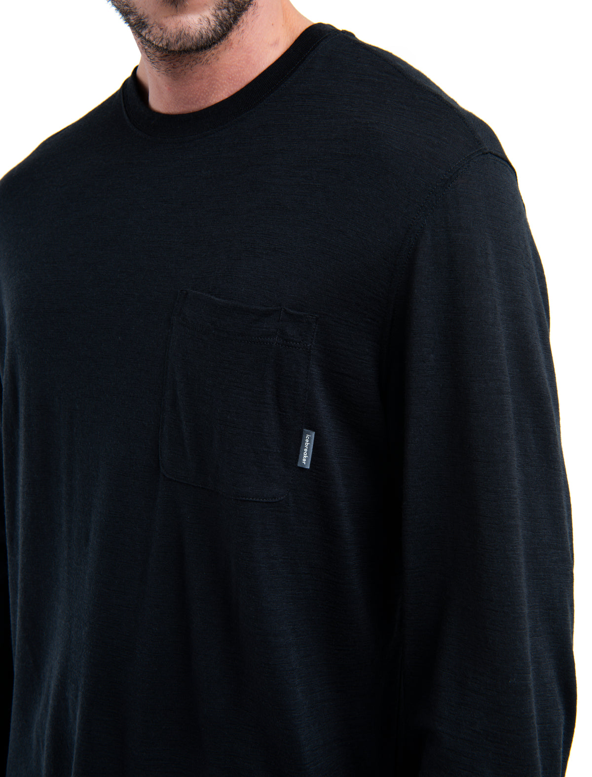Men's Merino 150 Tech Lite Long Sleeve Relaxed Pocket T-Shirt Black - 6