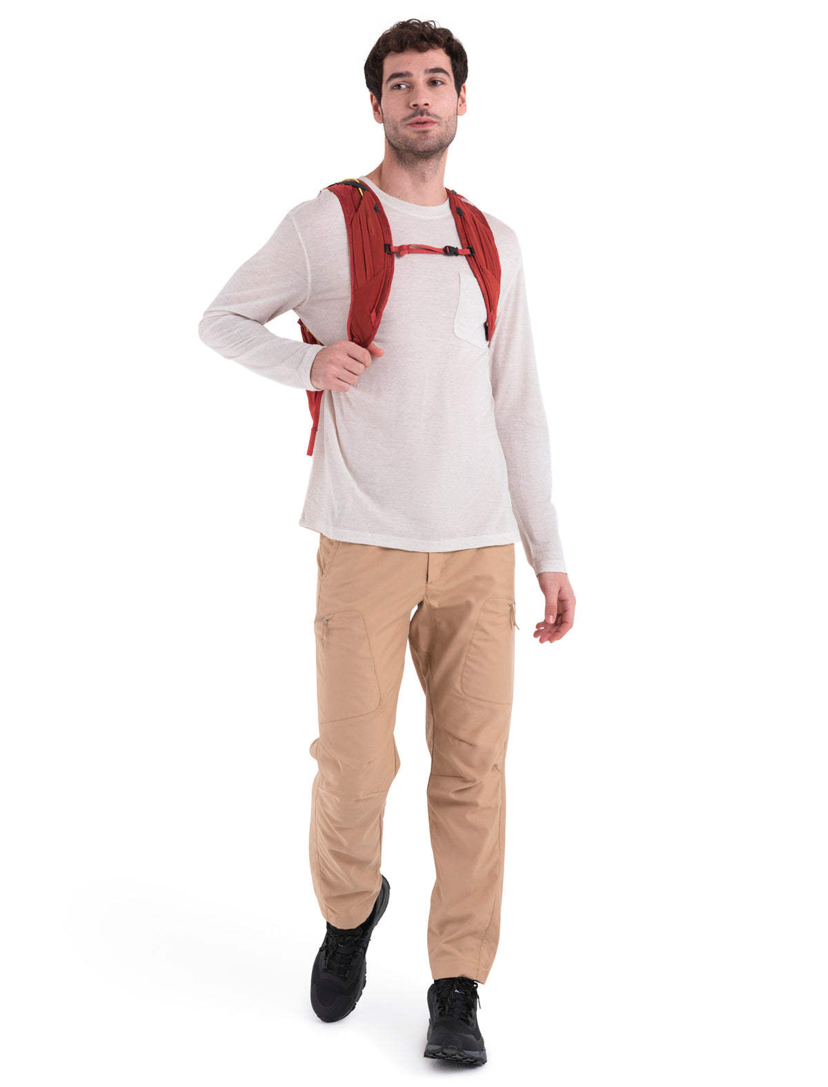 Men's Merino 150 Tech Lite Long Sleeve Relaxed Pocket T-Shirt Ecru Heather - 4