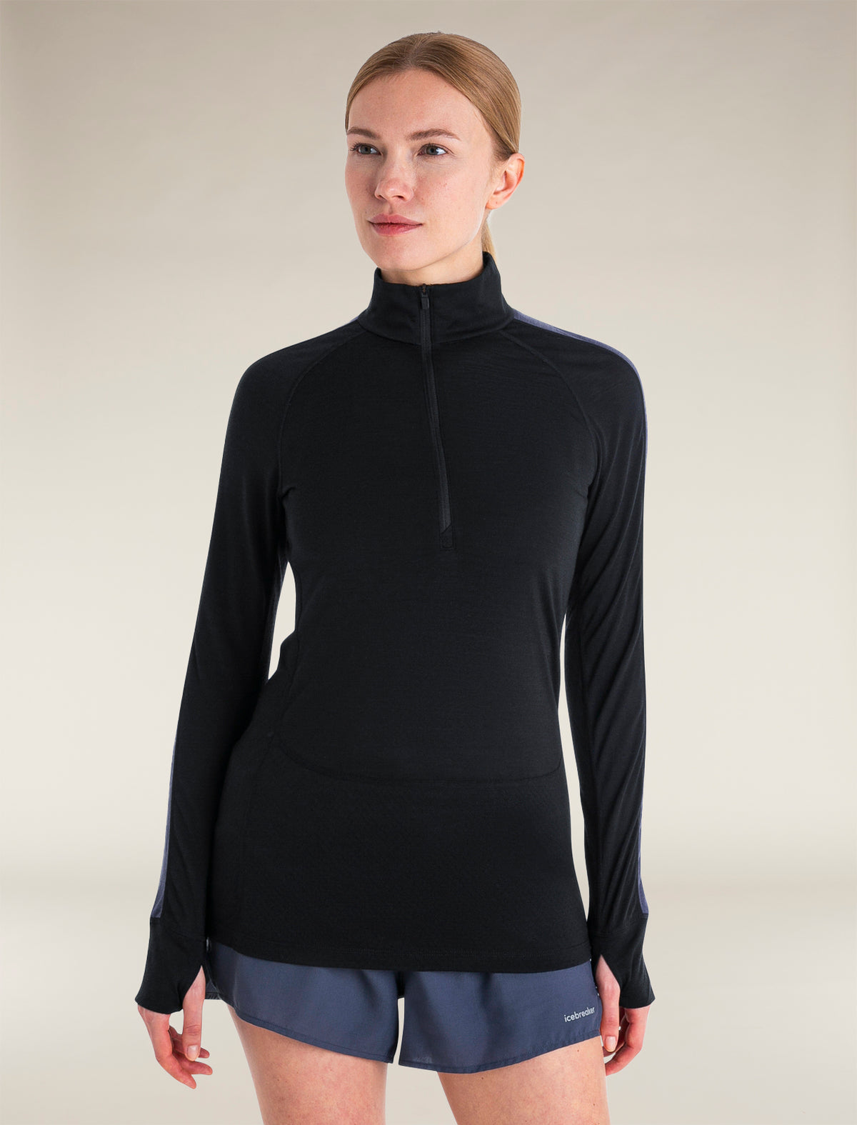 Women's Merino Blend 125 ZoneKnit™ Long Sleeve Half Zip Thermal Top Black/Graphite - 1