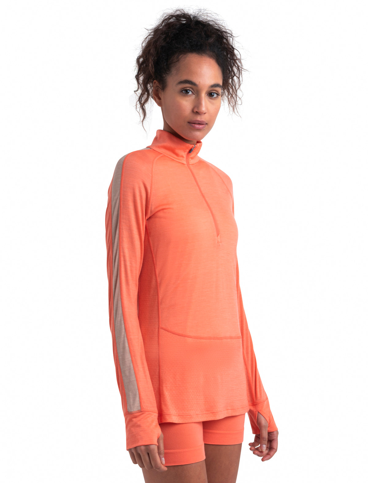 Women's Merino Blend 125 ZoneKnit™ Long Sleeve Half Zip Thermal Top Tang/Praline - 1