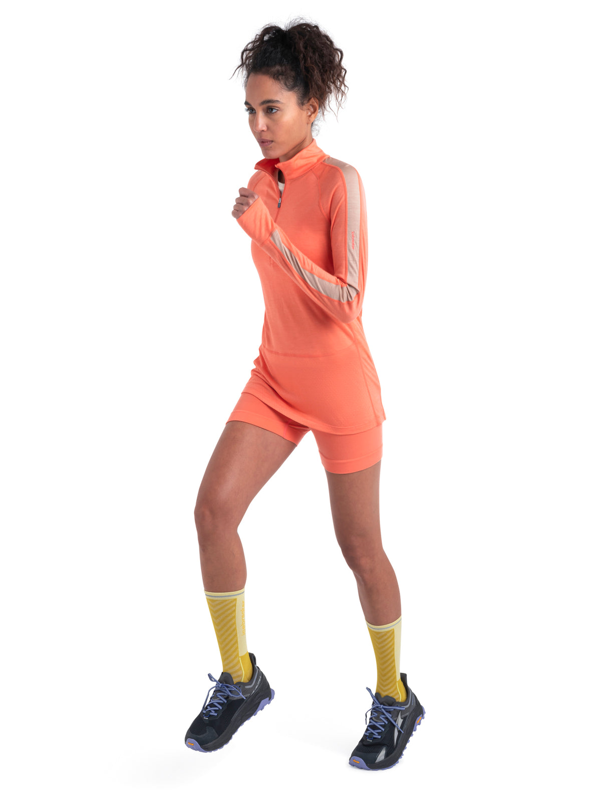 Women's Merino Blend 125 ZoneKnit™ Long Sleeve Half Zip Thermal Top Tang/Praline - 3