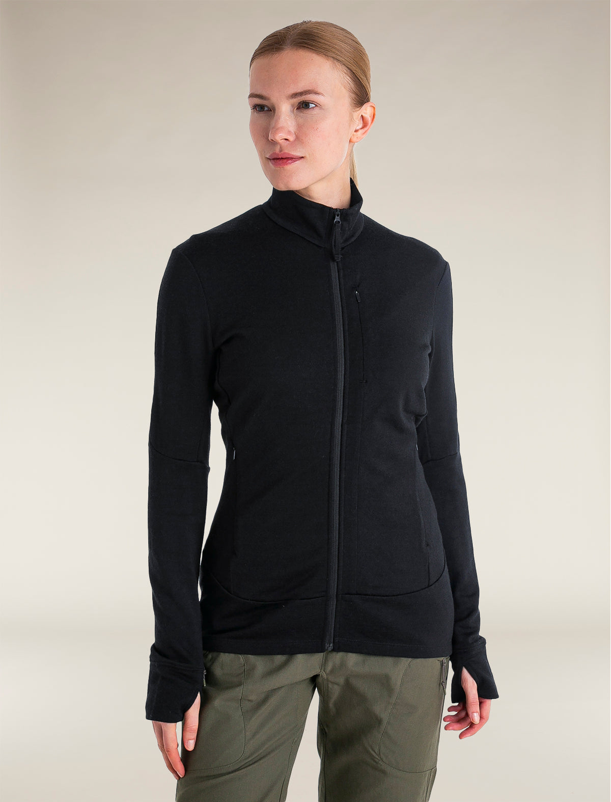 Women's Merino 260 Quantum Long Sleeve Zip Jacket Black - 1