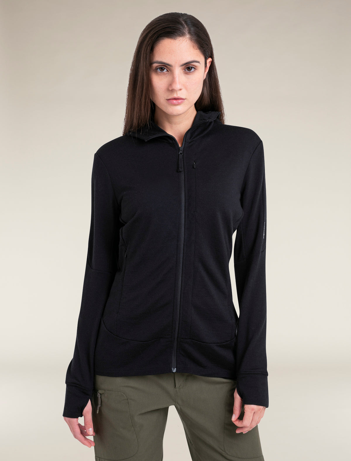 Women's Merino 260 Quantum Long Sleeve Zip Hoodie Black - 1
