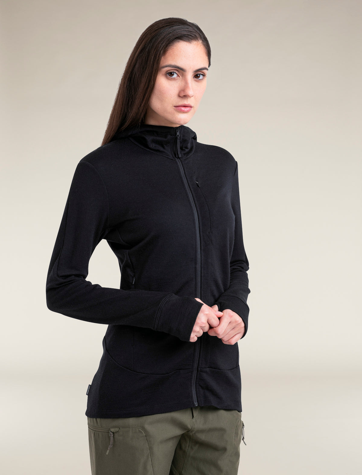 Women's Merino 260 Quantum Long Sleeve Zip Hoodie Black - 4